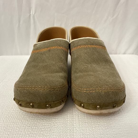 Dansko Clogs Womens Size 10 Olive Canvas Studded Slip On Boho EU 40 - Picture 2 of 10